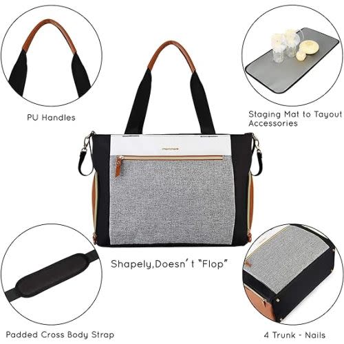 mommore Breast Pump Bag Diaper Tote Bag with 15 Inch Laptop Sleeve Fit Most Breast Pumps Like Medela, Spectra S1,S2, Evenflo - Grey