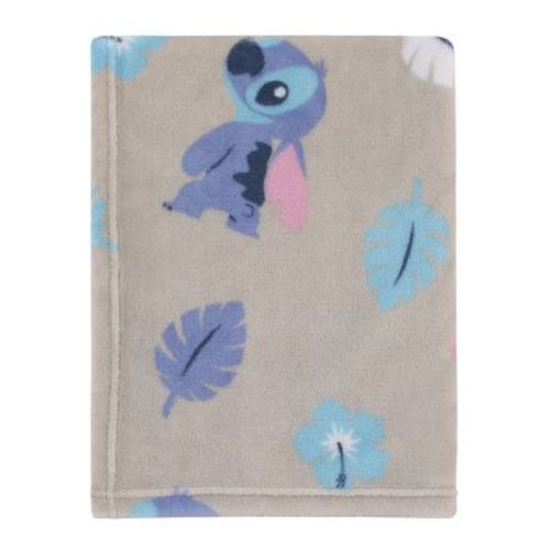 Nojo Disney Stitch Gray, Blue, Aqua, And White Super Soft Plush Baby Blanket