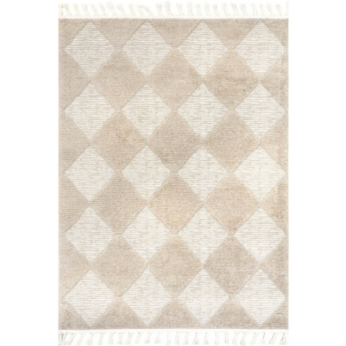8x8 Aylin Diamond Tasseled Rug | Beige – Rugs USA