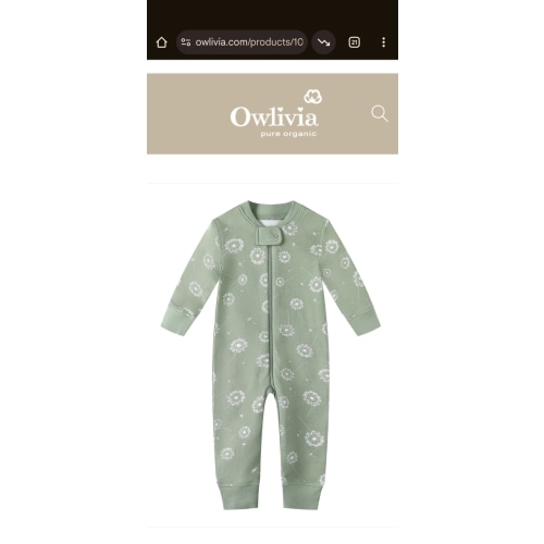 100% Organic Cotton Zip Footless Pajamas - Green Dandelion – Owlivia