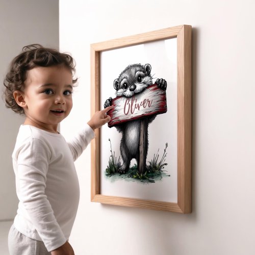Personalized Cute Otter Wall Art for Kids | Custom Name Room Decor for Boys or Girls | Otter Print | 8.5x11 or 11x14 Inches