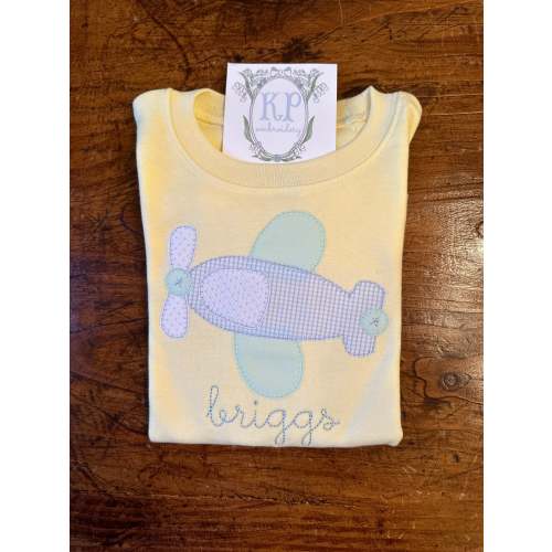 Boys Applique Airplane Short Sleeve Tshirt