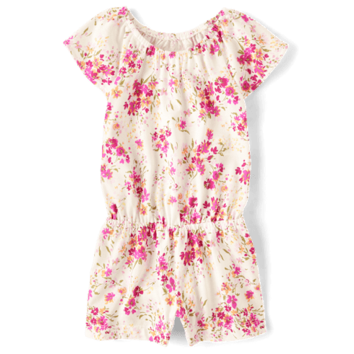 Baby And Toddler Girls Floral Flutter Romper - White