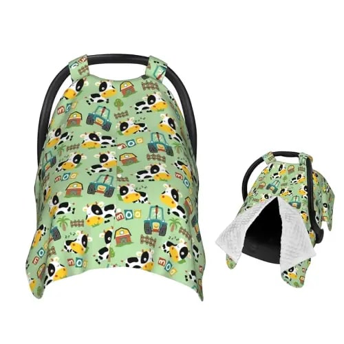 Funny Cow in Farm Yard Baby Car Seat Canopy Nursing Cover for Newborn Car Seat Breastfeeding Covers Blanket Newborn Shower Gift