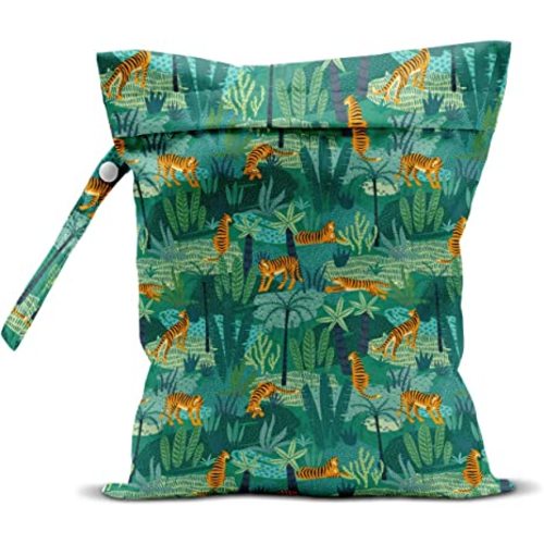zcyxuuw Wet Dry Bag, Wet Bag for Swimsuit, Travel, Beach, Pool, Stroller, Diapers, Dirty Gym Clothes, Makeup Bag, Camping Accessories, Waterproof Reusable Jungle Tropical Leaves Cheetah Print