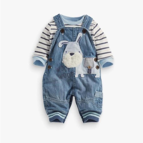 Cute Baby Boy Clothes Suit Toddler Boys' Striped long Sleeve T-Shirt+Denim Overalls Jumpsuit Pants Outfits Sets
