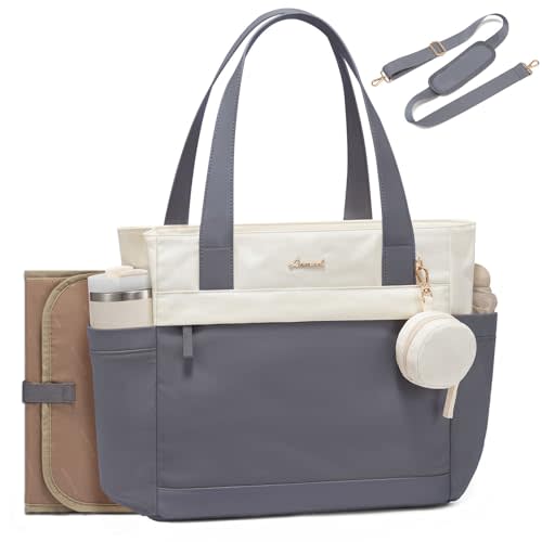 LOVEVOOK Diaper Bag Tote Large Baby Bag for Mom Hostipal and Travel Diaper Tote for Baby Boy with Pacifier Case Changing Pad