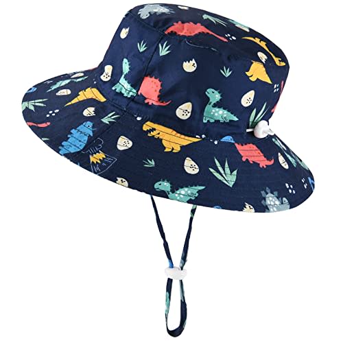 Baby Sun Hat Adjustable - Outdoor Toddler Swim Beach Pool Hat Kids UPF 50+ Wide Brim Chin Strap Summer Play Hat