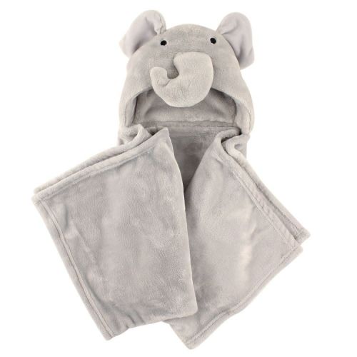 Hudson Baby Hooded Animal Face Plush Blanket, Elephant, One Size