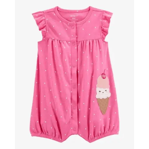 Baby Ice Cream Cotton Romper - Pink - Carter's | Carter's