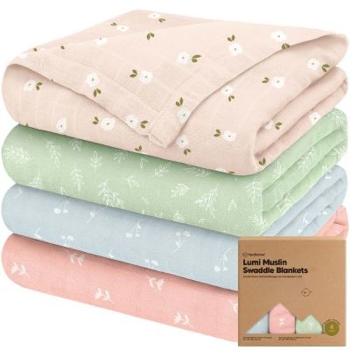 Keababies 4pk Muslin Swaddle Blankets For Baby Boys, Girls - Organic Baby Blankets, Swaddles For Newborns (corals)