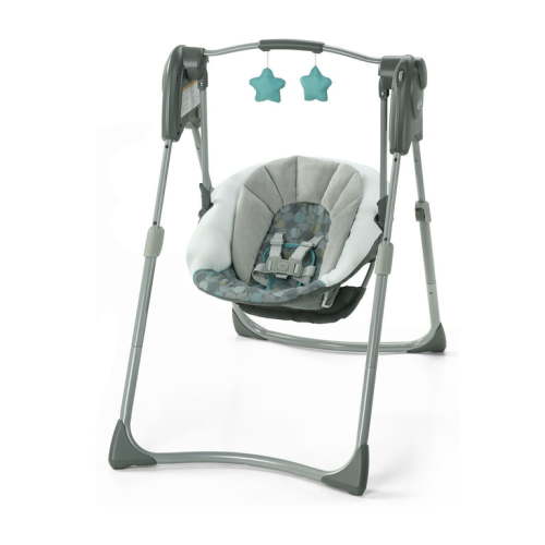 Graco Slim Spaces Compact Baby Swing, Space-Saving Design, Gray, Tilden, Infant