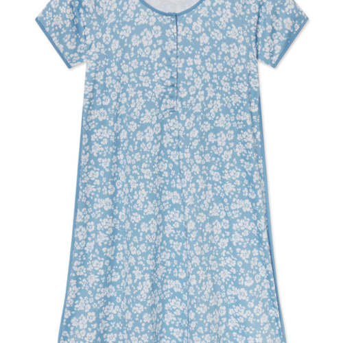 LAKE | Women | Pima Cotton Pajamas | Serene Blue Anemones Maternity Nightgown, Size MEDIUM.