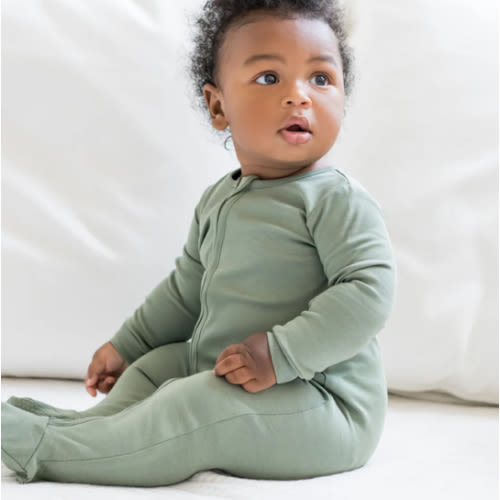 Peyton Zipper Sleeper - Thyme 3-6M