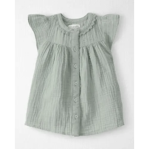 Baby Girl Organic Cotton Gauze Dress - Little Planet - NB