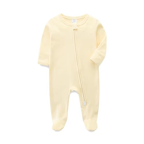 Unisex Baby Boy and Girl Zipper Onesie Solid Toddler Footie One-Piece Infant Romper Jumpsuit