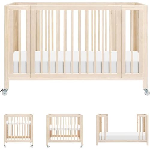 Babyletto Rolli 9-in-1 Convertible All-Stages® Bassinet to Full-Size Crib in Washed Natural, Greenguard Gold Certified, Portable & Adjustable with Select Conversion kit and Pads Included
