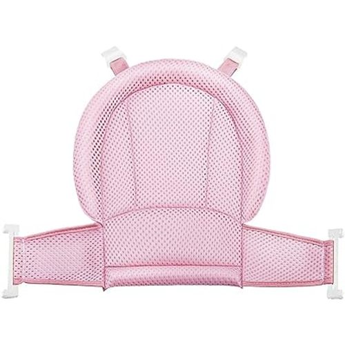 Universal Adjustable Baby Bath Tube Support Mesh Net Soft Breathable Infants Shower Pad Bathing Mat 4-Points Anti-Slip Bathtub Seat with Sponge Cushion Age 0-36 Months, TPink, One Size