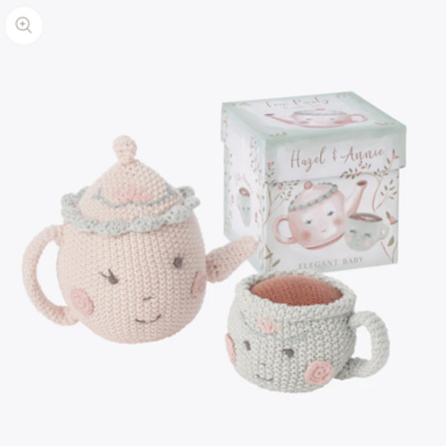 Hazel & Annie Tea Pot & Teacup Hand-Crocheted Rattle Set – Elegant Baby