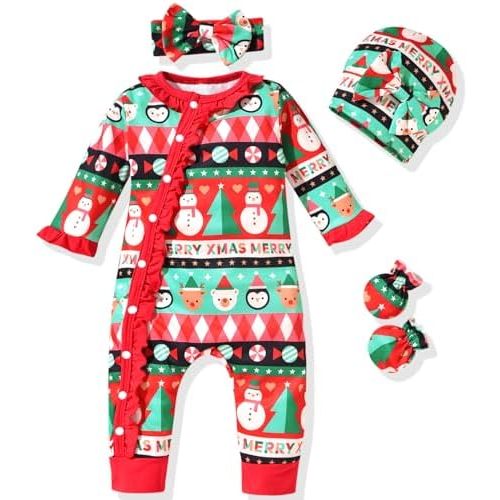 Aalizzwell Baby Girls Romper Outfit Fall Winter Clothes with Accessories