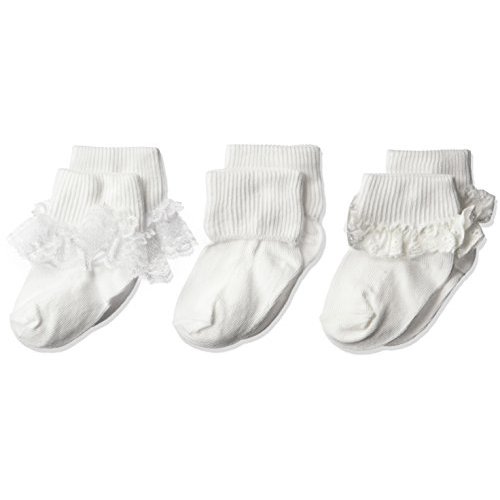 Jefferies Socks Girls' Eyelet Turn Cuff/Fancy Lace Baby Socks 3 Pack