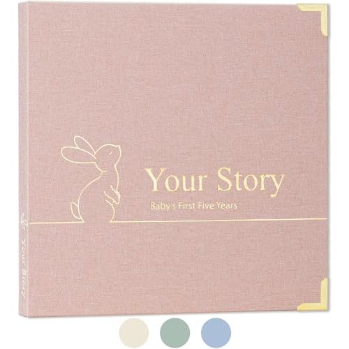 Baby Book Keepsake Boy or Girl Timeless Baby Memory Book First 5 Years for Baby Shower Gender Neutral Baby Scrapbook New Mom Gift Baby Journal from Birth to Age 5 Milestone Book Blush Pink