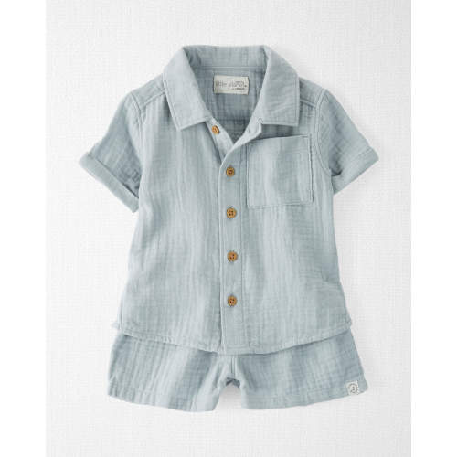 Baby Organic Cotton Gray 2-Piece Gauze Set- Galaxy Gray