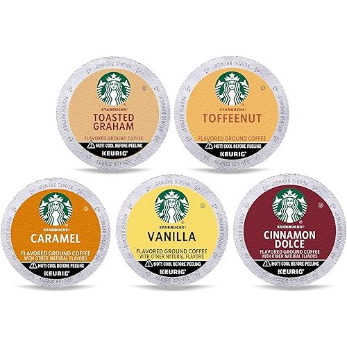 Starbucks K-Cup Coffee Pods, Naturally Flavored Coffee Variety Pack for Keurig Brewers, 100% Arabica, 1 Box (40 Pods)