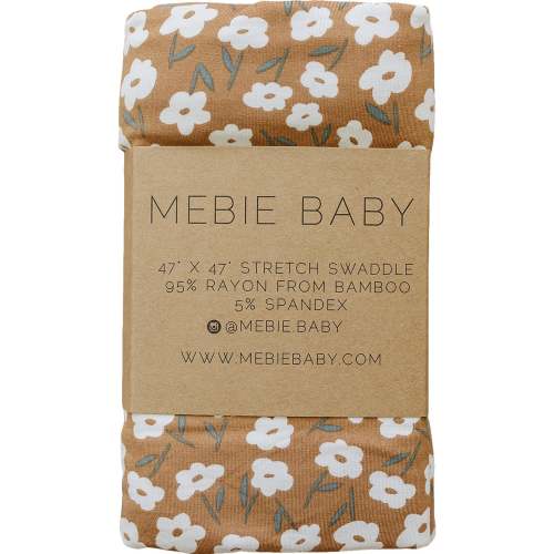 mustard floral bamboo stretch swaddle