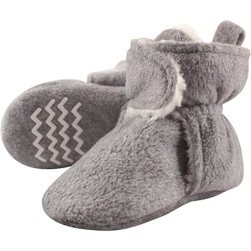 Hudson Baby Unisex Baby Cozy Fleece and Faux Sherpa Booties - Heather Gray