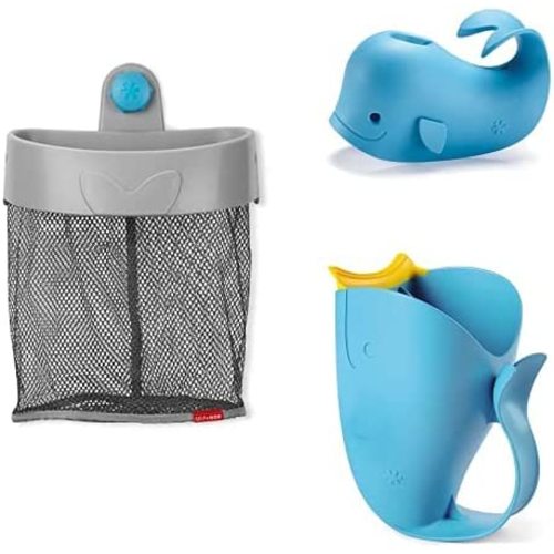 Skip Hop Baby Bath Time Gift Set with Bath Toy Organizer, Rinser, and Spout Cover, Blue - Gift Set Blue