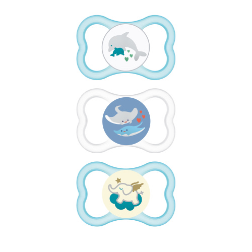 MAM Air Day & Night Baby Pacifier, for Sensitive Skin, Glows in The Dark, Boy , Months (Pack of 3)(Packaging may vary)