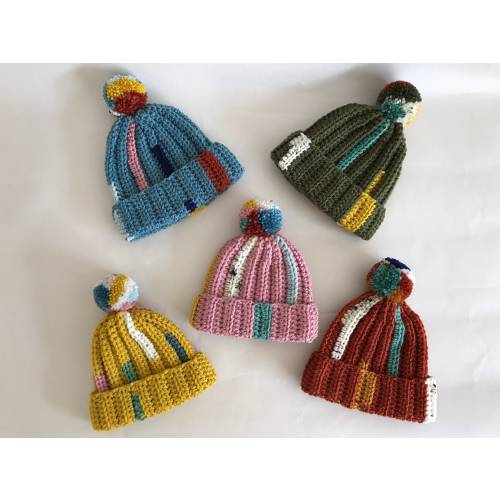 Handmade Baby Bobble Hat, Toddler Pompom Hat, Crochet Unisex Children Beanie, Gender Neutral Newborn Baby Shower Gift