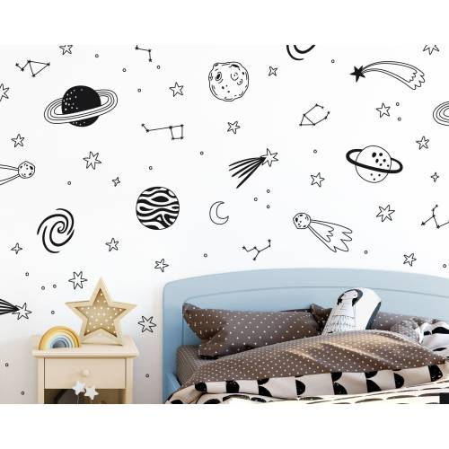 Space Wall Decals - Nursery Decals, Star Decals, Kids Room Decor, Nursery Decor, Wall Stickers