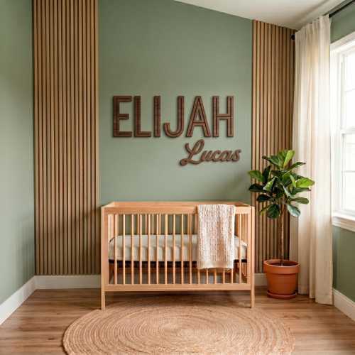 Custom 3D Wooden Nursery Name Sign | Personalized Baby Room Wall Decor | Boho Scandi Above Crib Sign | Baby Shower Gift
