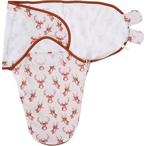 LollyBanks Baby Swaddle, 100% Soft and Breathable Cotton Swaddle Sack for Boys and Girls 3-6 Months, Lightweight Infant Sleep Sack with Easy Change Zipper, Baby Essentials (Deer Head Print)