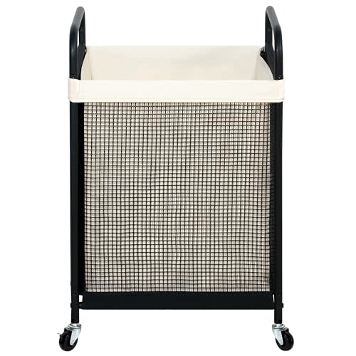 STO STO Laundry Hamper, 90L Rolling Laundry Sorter Cart with Removable and Washable Liner Bag, Rolling Clothes Hamper with Metal Handle for Laundry Room and Bedroom