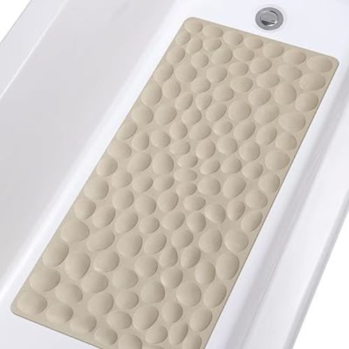 OTHWAY Bathtub Mat Non Slip, Rubber Bath Mat for Kids for Baby, 16x31.5 inch Large Bath Mats for Bathroom Tub with Strong Suction Cups (Brown)