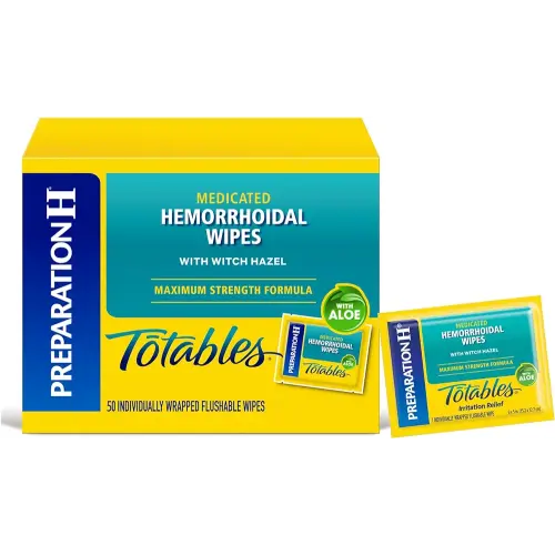 Preparation H Totables Hemorrhoid Flushable Wipes with Witch Hazel for Skin Irritation Relief - 50 Count