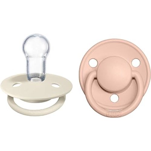 BIBS Pacifiers - De Lux Collection | BPA-Free Baby Pacifier | Made in Denmark | Set of 2 Ivory/Blush Color Premium Soothers | Size One Size
