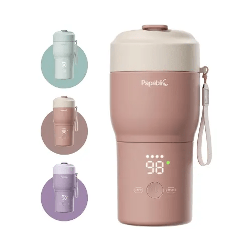 Papablic Portable Bottle Warmer for Travel – Fast Heating, Steam Sterilizer, 30W Fast Charge, 5-Temp Control, Easy-Clean Wide Mouth, Baby Milk Warmer for Breastmilk & Formula