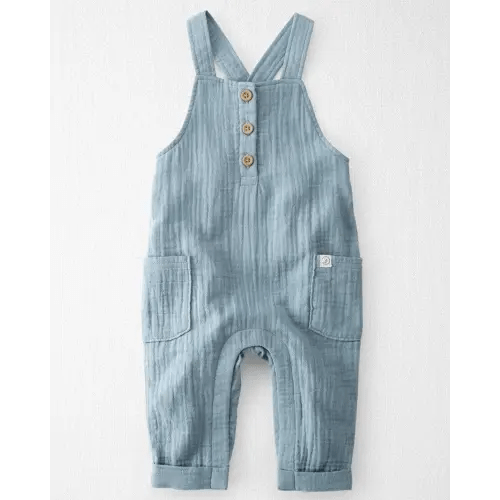 Baby Organic Cotton Gauze Overalls in Blue - Little Planet | Carter's