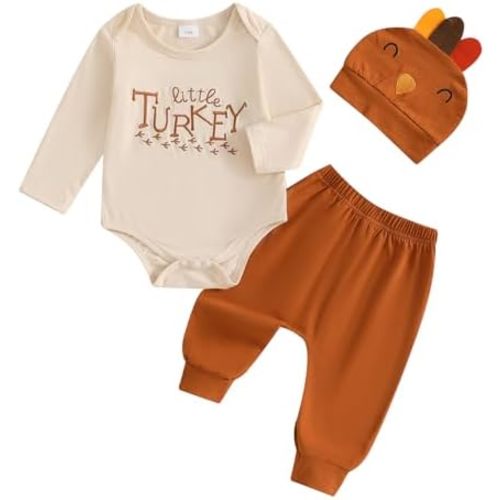 My First Thanksgiving Baby Boy Outfit Infant Little Turkey Onesie Plaid Pants Newborn 1st Thanksgiving Outfits