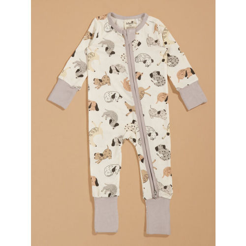 Puppy Cuddles Sleeper in White | Tullabee
