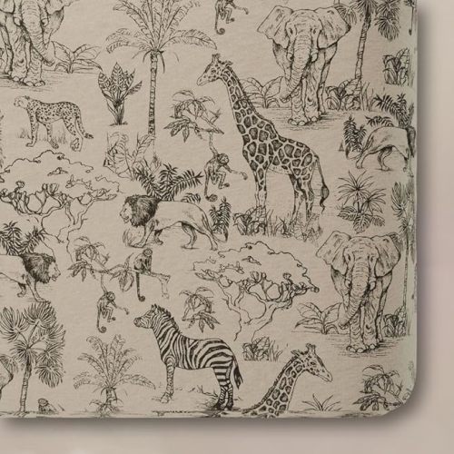 Crib Sheet, Breathable, Fitted, Organic Cotton Jersey, 300-Thread, Machine Wash, Fits Standard Crib (28" x 52" x 6"), Toddler Bedding, Heirloom Organic Collection, Vintage Safari