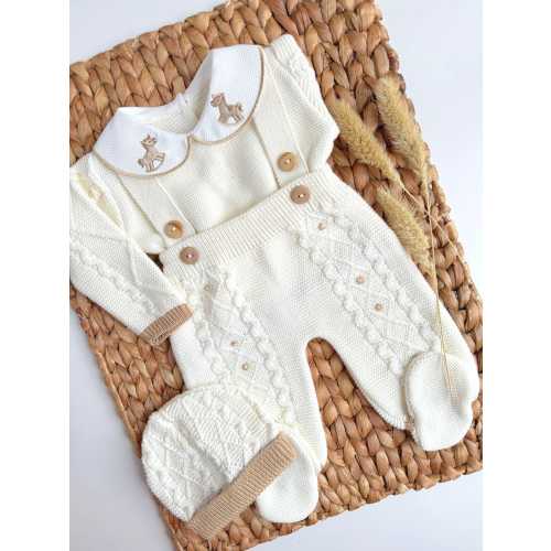 Going home Newborn Boy First Outfit Spanish Newborn knitted - Primera Puesta baby boy knit clothing baby knitted footie baby Horse Theme