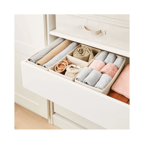 Set of 4 Linen Look Drawer Organisers
