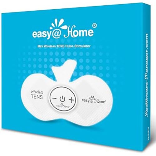 Easy@Home Rechargeable Compact Wireless TENS Unit - 510K Cleared, FSA Eligible Electric EMS Muscle Stimulator Pain Relief Therapy, Portable Pain Management Device EHE015