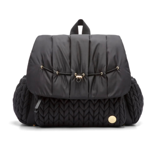Levy Stylish Diaper Backpack - Black Herringbone