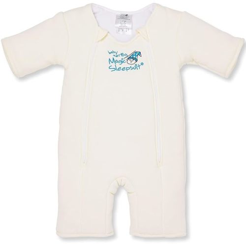 Baby Merlin's Magic Sleepsuit Transition Product - 6-9 Months Swaddle Transition Sleepsuit - Soft Cotton Material with Double Zipper for Easy Diaper Changes - Promotes Safe Sleep for Babies - Cream